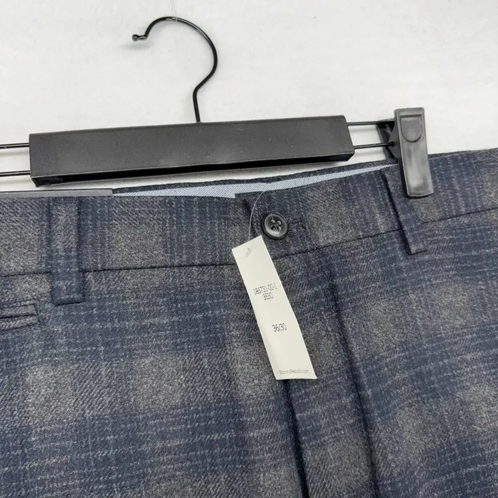 Banana Republic pants Men's 36x30 Gray Blue Houndstooth Plaid Emerson Wool NEW
